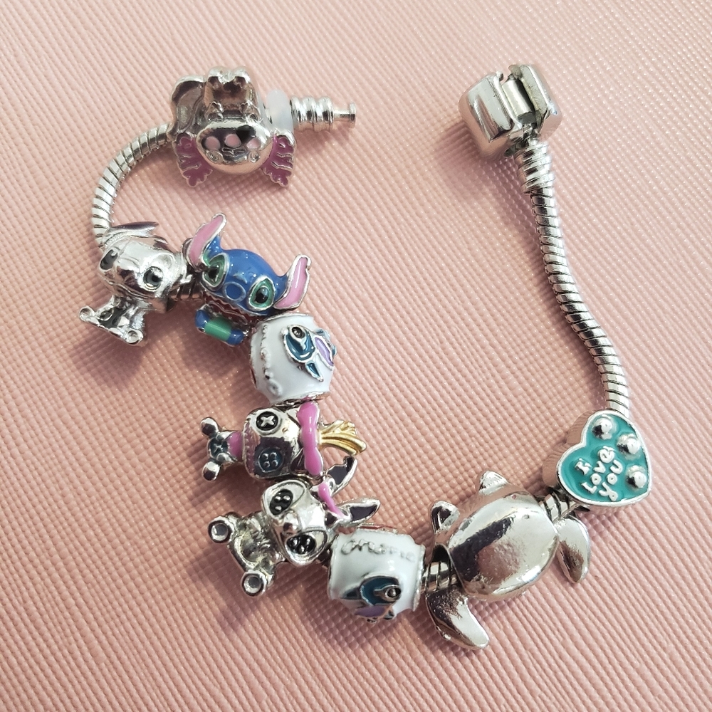 STITCH charm silver  bracelet - Picture 2 of 2